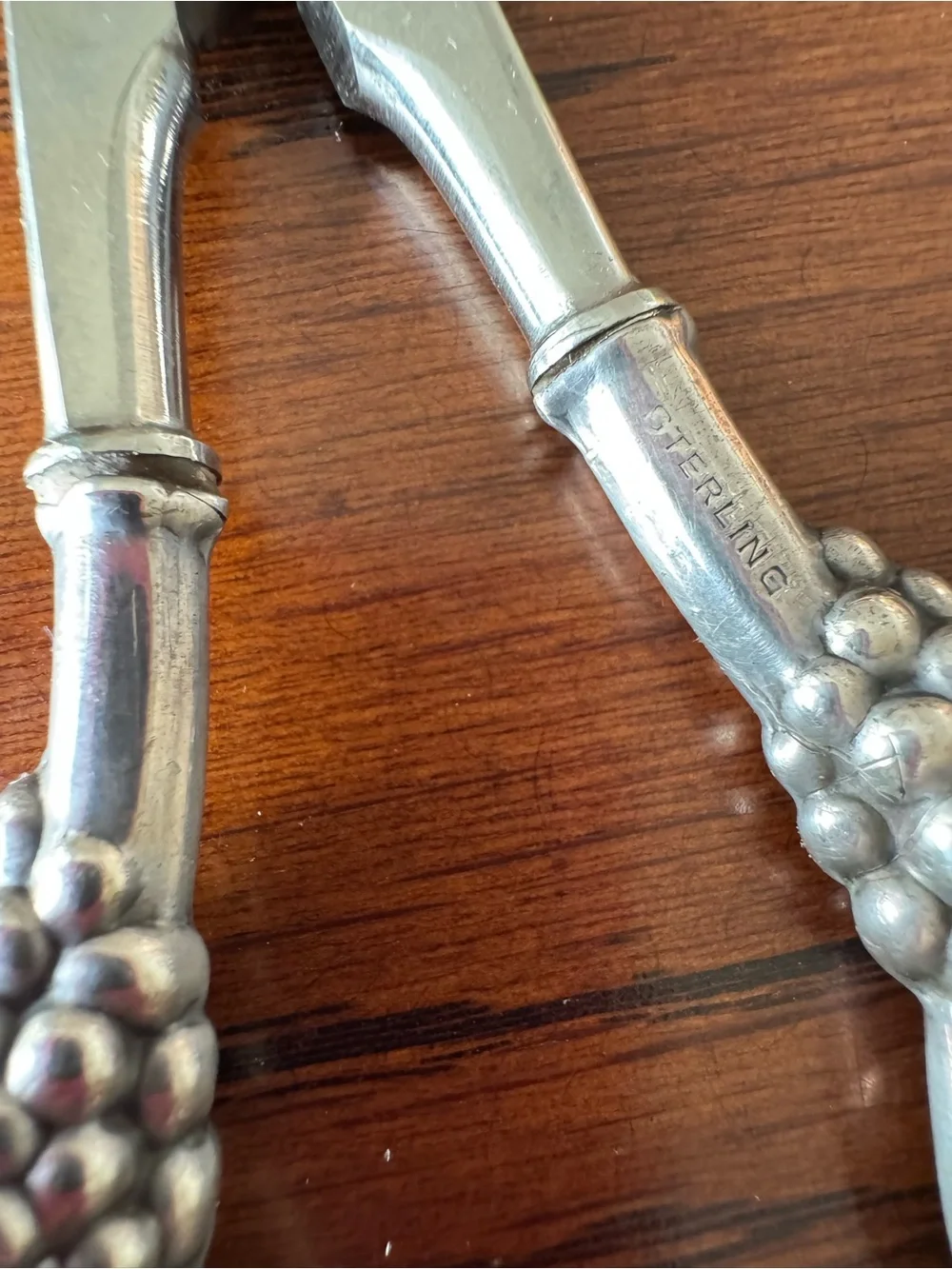 Antique Sterling Silver Grape Shears Handles Fancy Italy Scissors